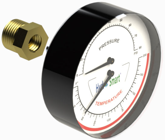 1/2" NPT Temperature & Pressure Gauge (Tridicator)
