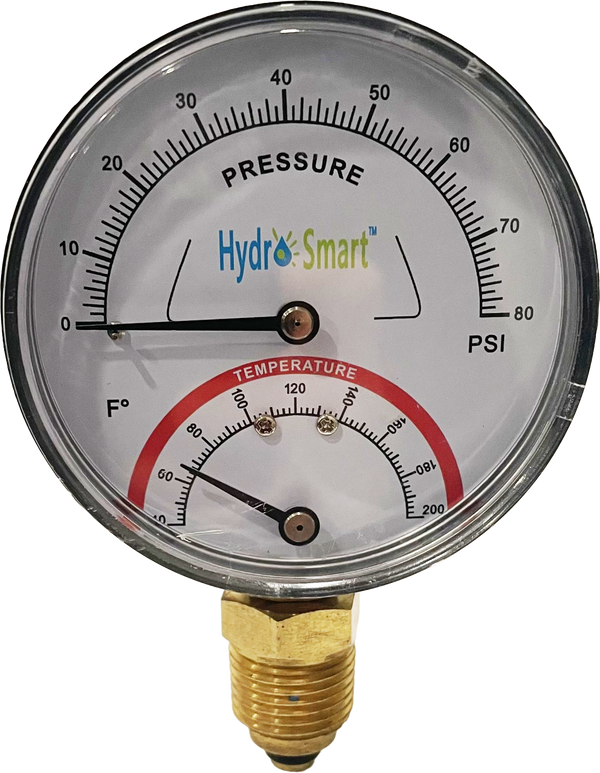 1/2" NPT Temperature & Pressure Gauge (Tridicator)