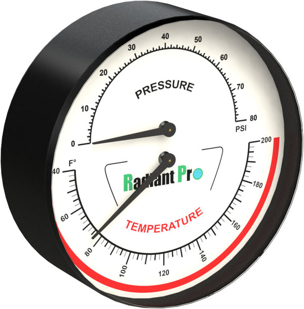 1/2" NPT Temperature & Pressure Gauge (Tridicator)
